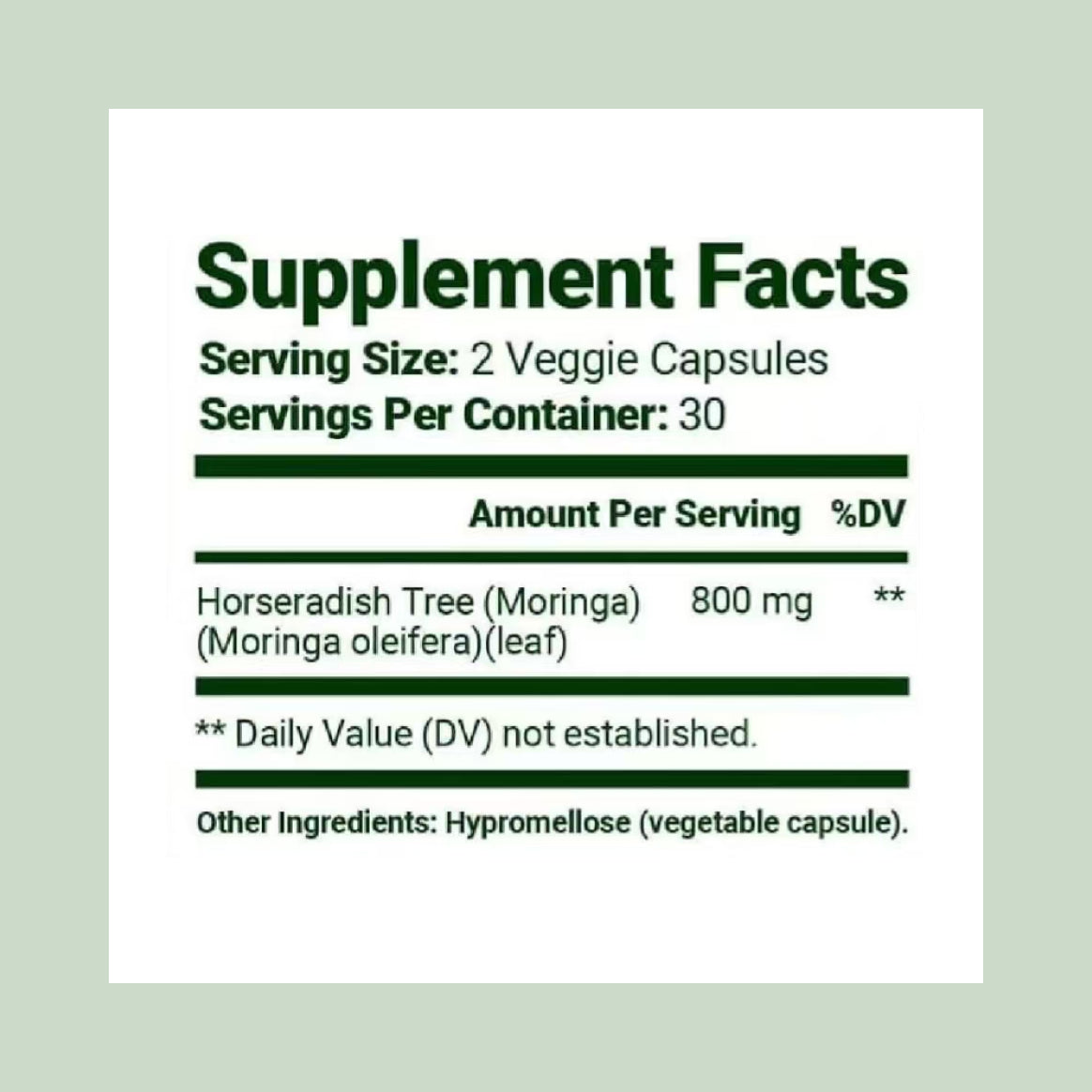 Organic Moringa Leaf Powder Capsules